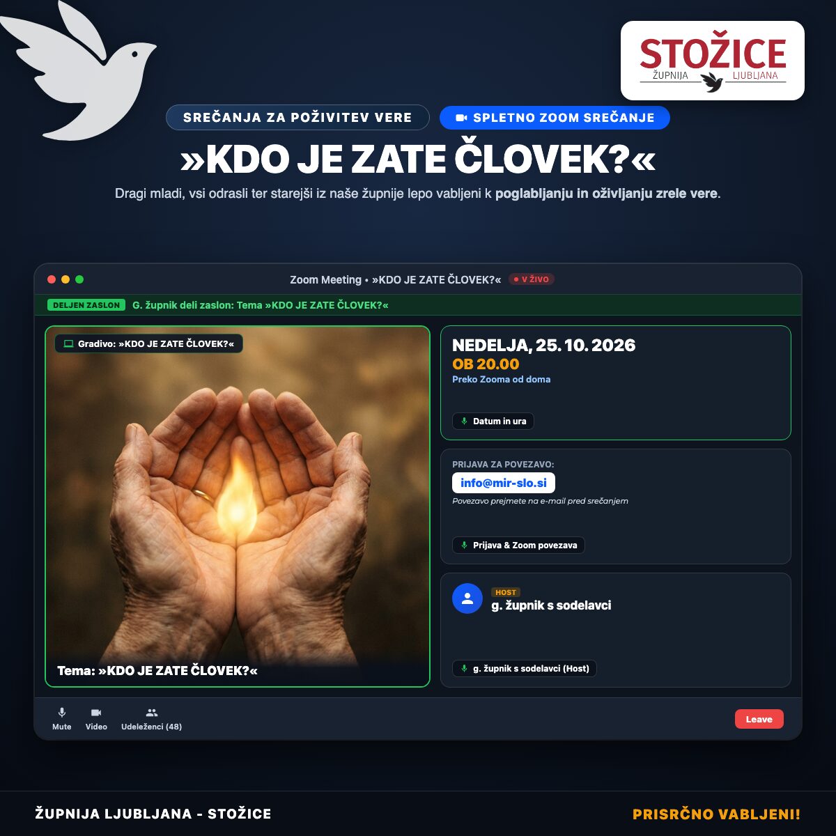 25. 10. 2026: Zoom srečanje Kdo je zate človek